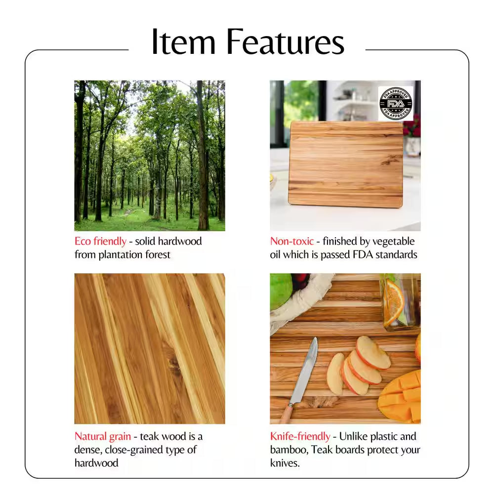 V1 Medium 18.01 In. X 14.0 In. Rectangular Solid Wood Reversible Serving Board