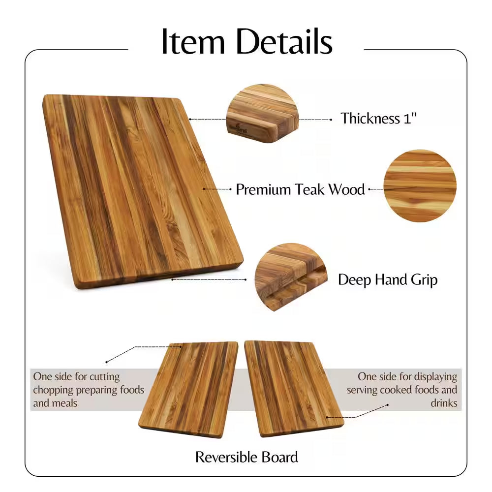 V1 Medium 18.01 In. X 14.0 In. Rectangular Solid Wood Reversible Serving Board
