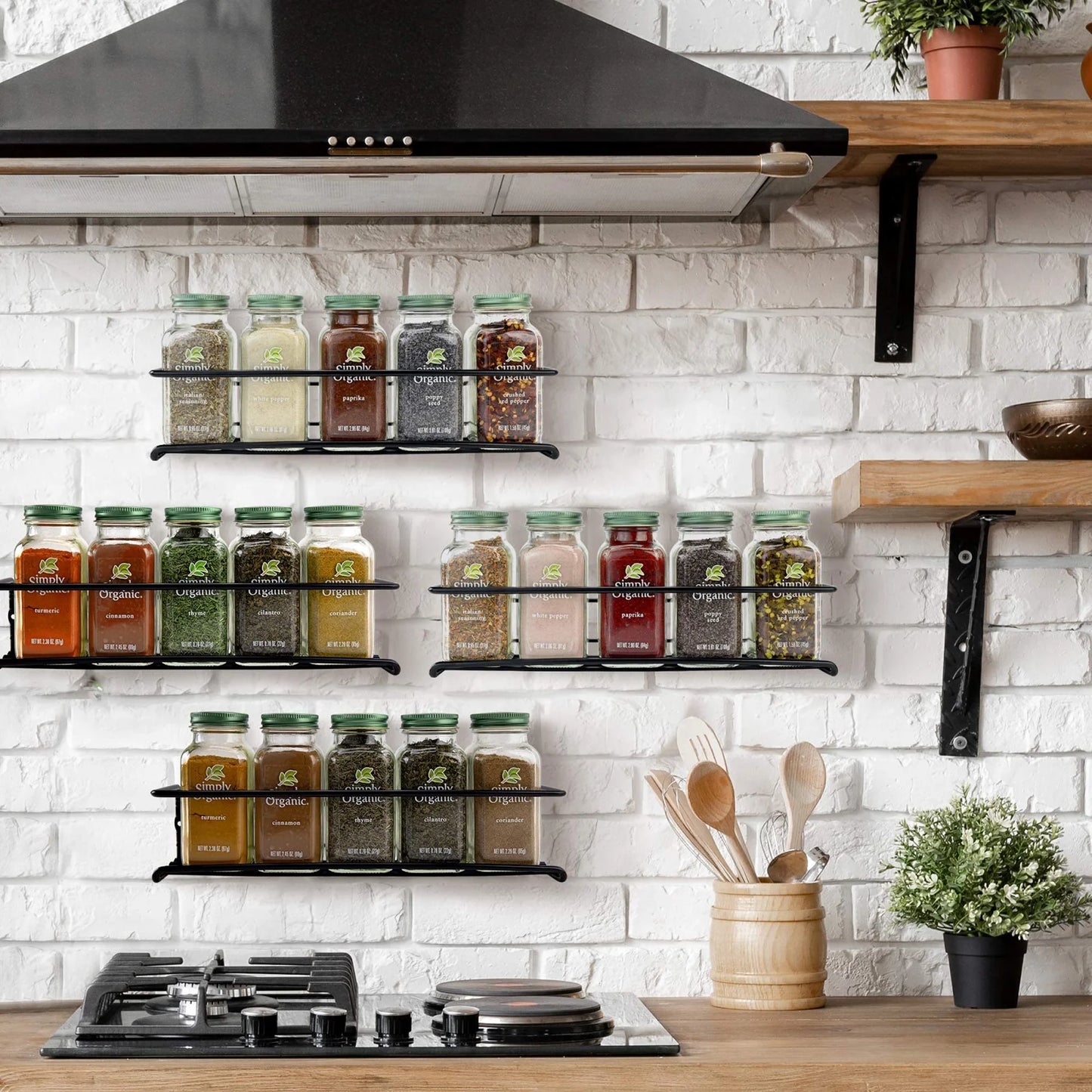 Spice Rack Organizer for Cabinets or Wall Mounts, 4 Tier Hanging Racks, Space Saving Seasoning Organizer for Kitchen Cabinet, Cupboard or Pantry Door, Metal, 11.5"