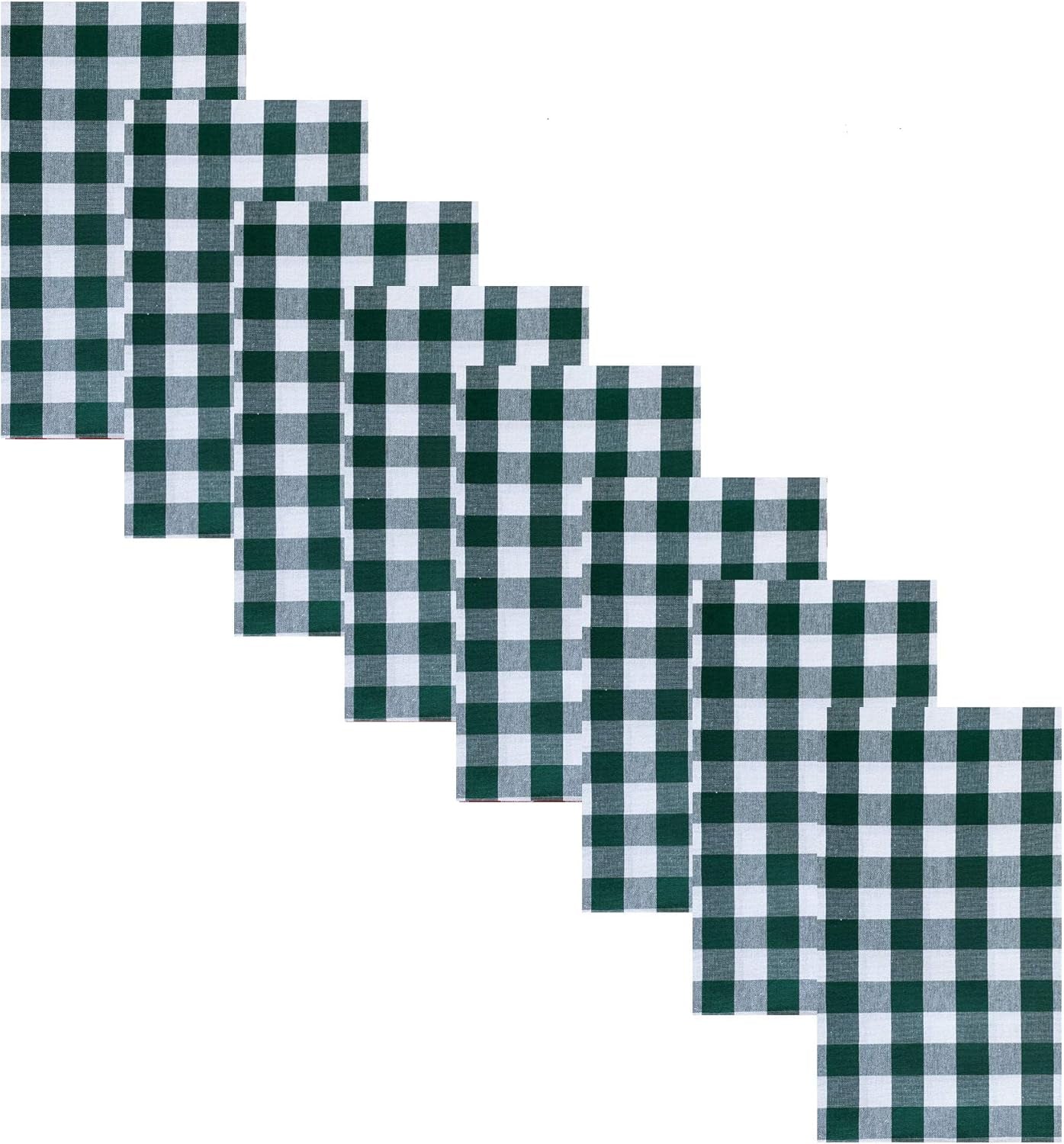 Buffalo Check Rustic Indoor/Outdoor Cotton Napkins by - Cottage Style Gingham Check Pattern - Set of 8 Napkins, Hunter