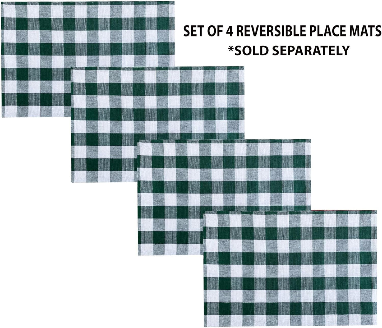 Buffalo Check Rustic Indoor/Outdoor Cotton Napkins by - Cottage Style Gingham Check Pattern - Set of 8 Napkins, Hunter
