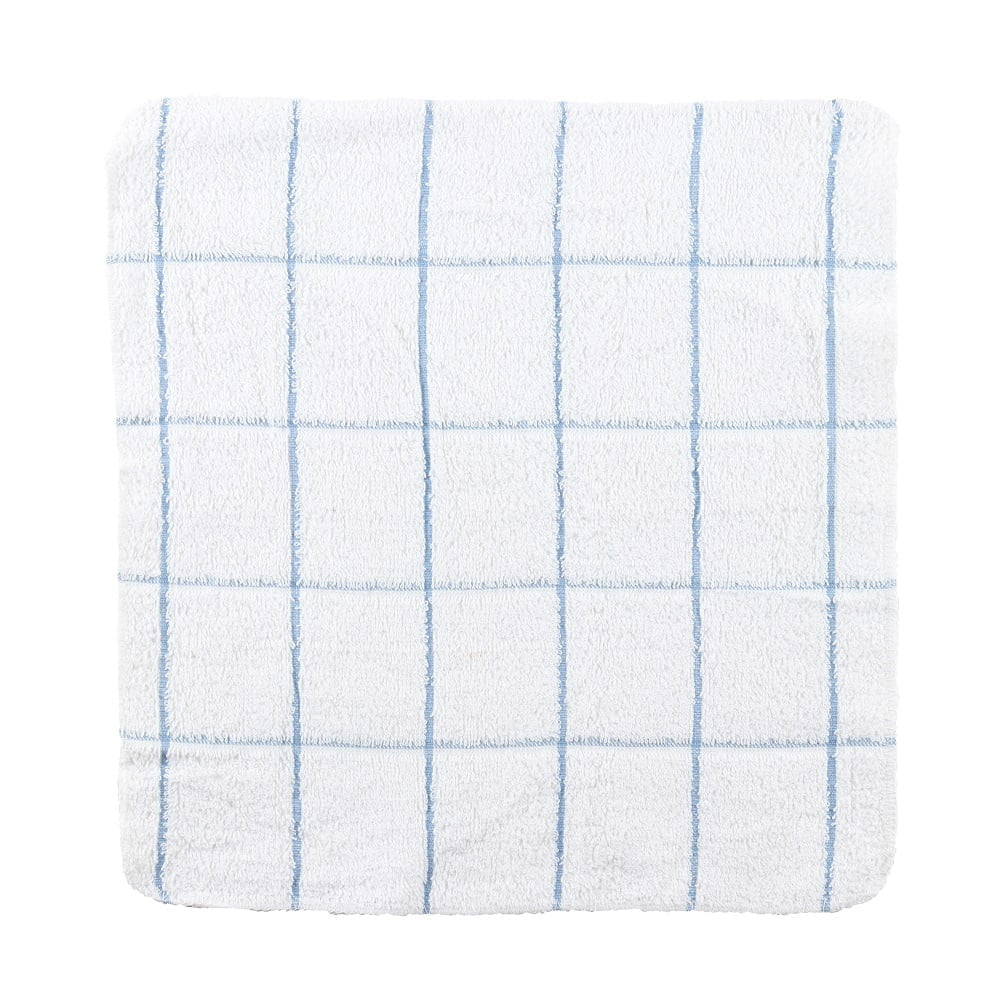 Arkwright Cotton Kitchen Dishcloths (12 Pack, 12X12 In.) Blue and White Windowpane Stripes