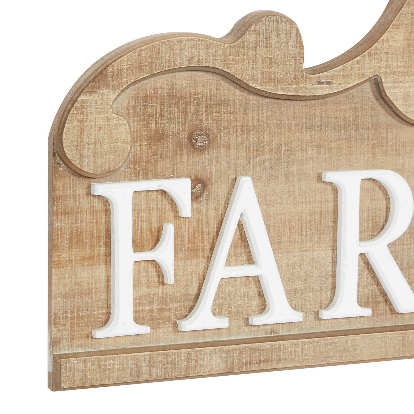 Brown Wood Farm House Sign Wall Decor with Carved Acanthus