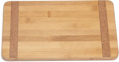 Bamboo Wood Kitchen Cutting and Serving Board with Non-Slip Cork Backing, Medium, 13-3/4" X 9-3/4" X 5/8"