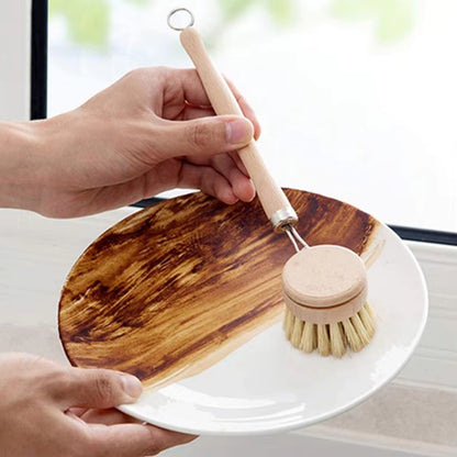 Natural Bamboo Dish Scrub Brush Set Eco Friendly Dish Brush with Bamboo Handle Dish Scrubbers Kitchen Cleaning Brush