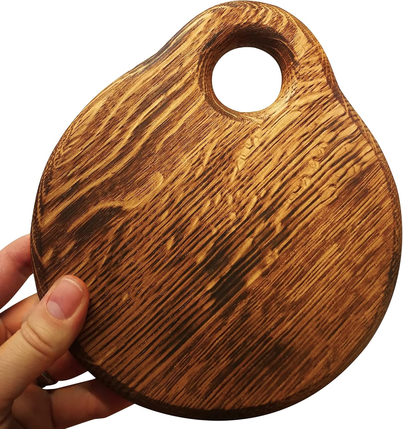 7" Mini Oak Wood Cutting Board + Wooden Trivet - Small Wooden round Serving Board - Model CU-6 by