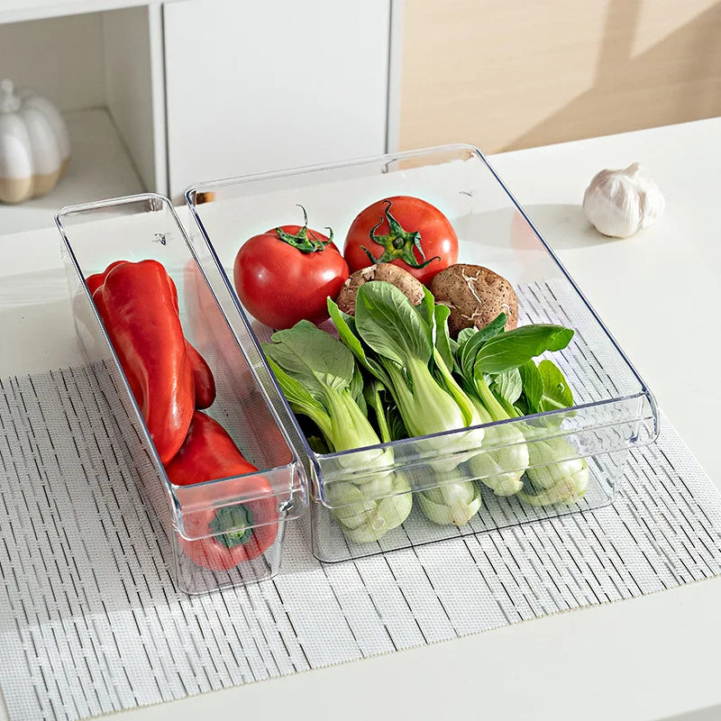 Refrigerator Organizer Bin Fridge Egg Storage Box Clear Fridge Organizer Containers Freezer Pantry Cabinet Kitchen Organizer