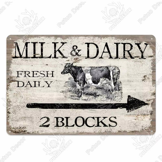 Cow Vintage Tin Sign Retro Metal Sign Decorative Plaque Farm House Shop Garage Wall Decor Cow Posters