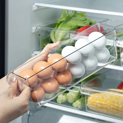 Refrigerator Organizer Bin Fridge Egg Storage Box Clear Fridge Organizer Containers Freezer Pantry Cabinet Kitchen Organizer