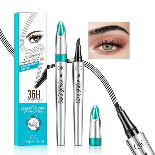 Microblading Eyebrow Pen, Eyebrow Pencil with Premium 4-Prong Micro-Fork Tip Applicator, Microblade Eyebrow Pen-Lift Your Brows like Your Natural Brows, Stay on All Day, Smudge-Proof