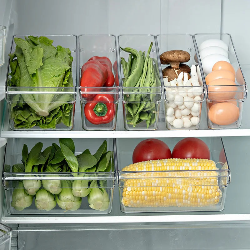 Refrigerator Organizer Bin Fridge Egg Storage Box Clear Fridge Organizer Containers Freezer Pantry Cabinet Kitchen Organizer