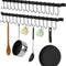 Kitchen Rail with 15 S Hooks, 2-Pack 26Inch Utensil Rack Wall Mounted Hanger for Pot Pan Lid Spatula, Hanging Kitchen Hooks for Utensils, Black