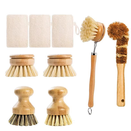 Natural Bamboo Dish Scrub Brush Set Eco Friendly Dish Brush with Bamboo Handle Dish Scrubbers Kitchen Cleaning Brush