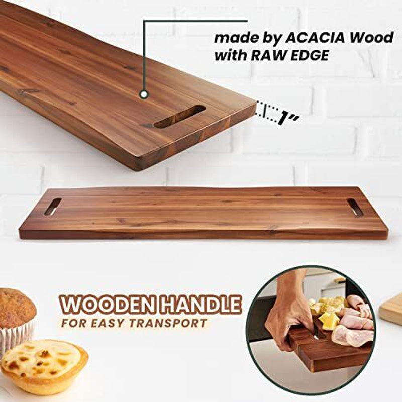 36" Large Charcuterie Board with Handles - Extra Long Wooden Serving Cheese B...