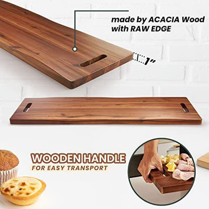 36" Large Charcuterie Board with Handles - Extra Long Wooden Serving Cheese B...