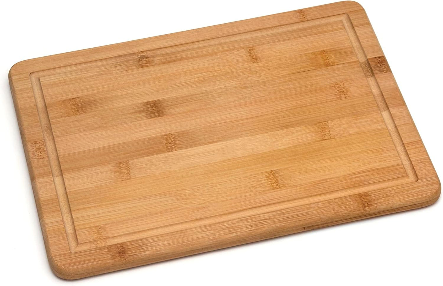 Bamboo Wood Kitchen Cutting and Serving Board with Non-Slip Cork Backing, Medium, 13-3/4" X 9-3/4" X 5/8"