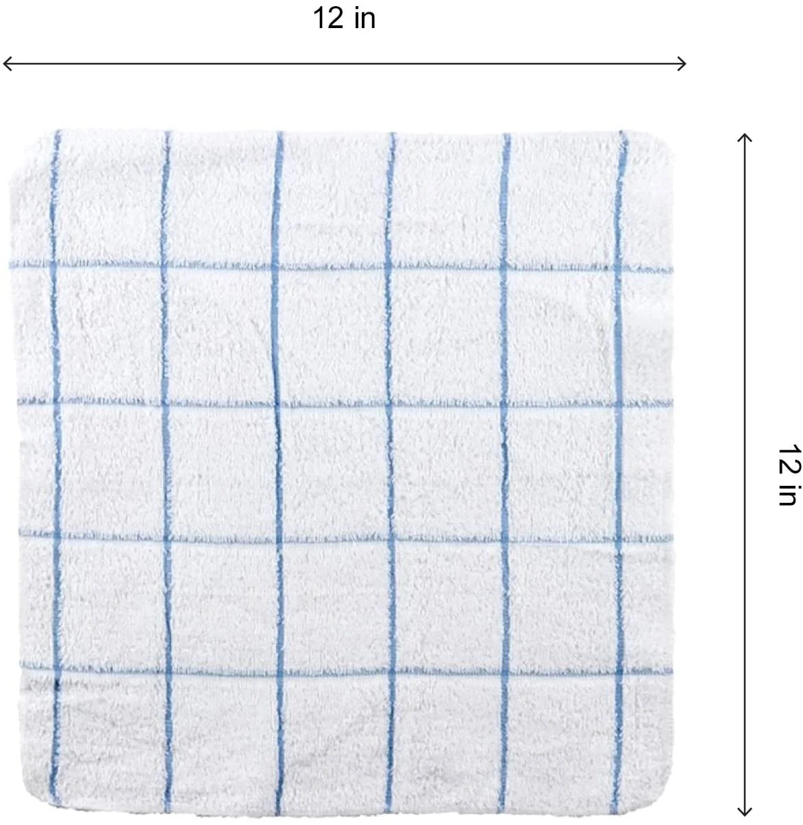 Arkwright Cotton Kitchen Dishcloths (12 Pack, 12X12 In.) Blue and White Windowpane Stripes