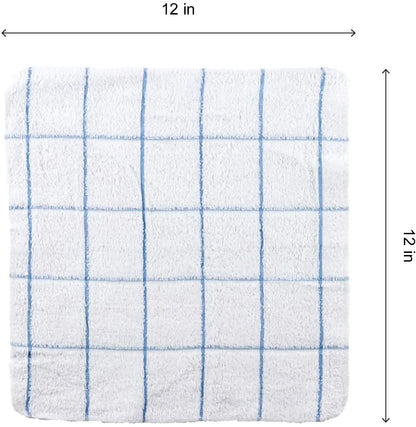 Arkwright Cotton Kitchen Dishcloths (12 Pack, 12X12 In.) Blue and White Windowpane Stripes