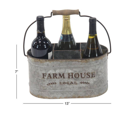 6- Bottle Gray Galvanized Farm House Wine Holder