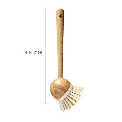 Kitchen Cleaning Brush Natural Bamboo Handle and Sisal Bristles Scrub Brush for Dish Cast Iron Skillet Pots Pans Pot Brush