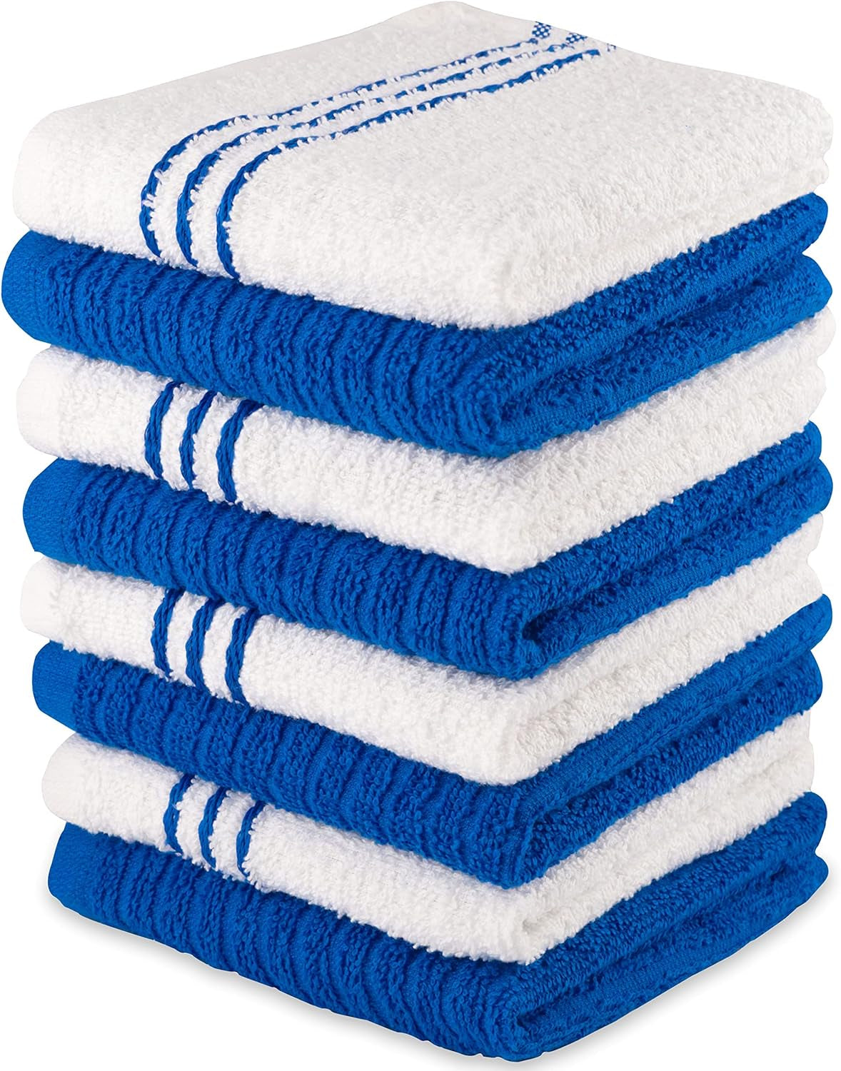 8 Pack Kitchen Dish Cloths for Washing Dishes - Blue White, 12 X12 Inches Dishcloths for Kitchen Fast Absorbing Quick Dry Super Soft Dish Rags