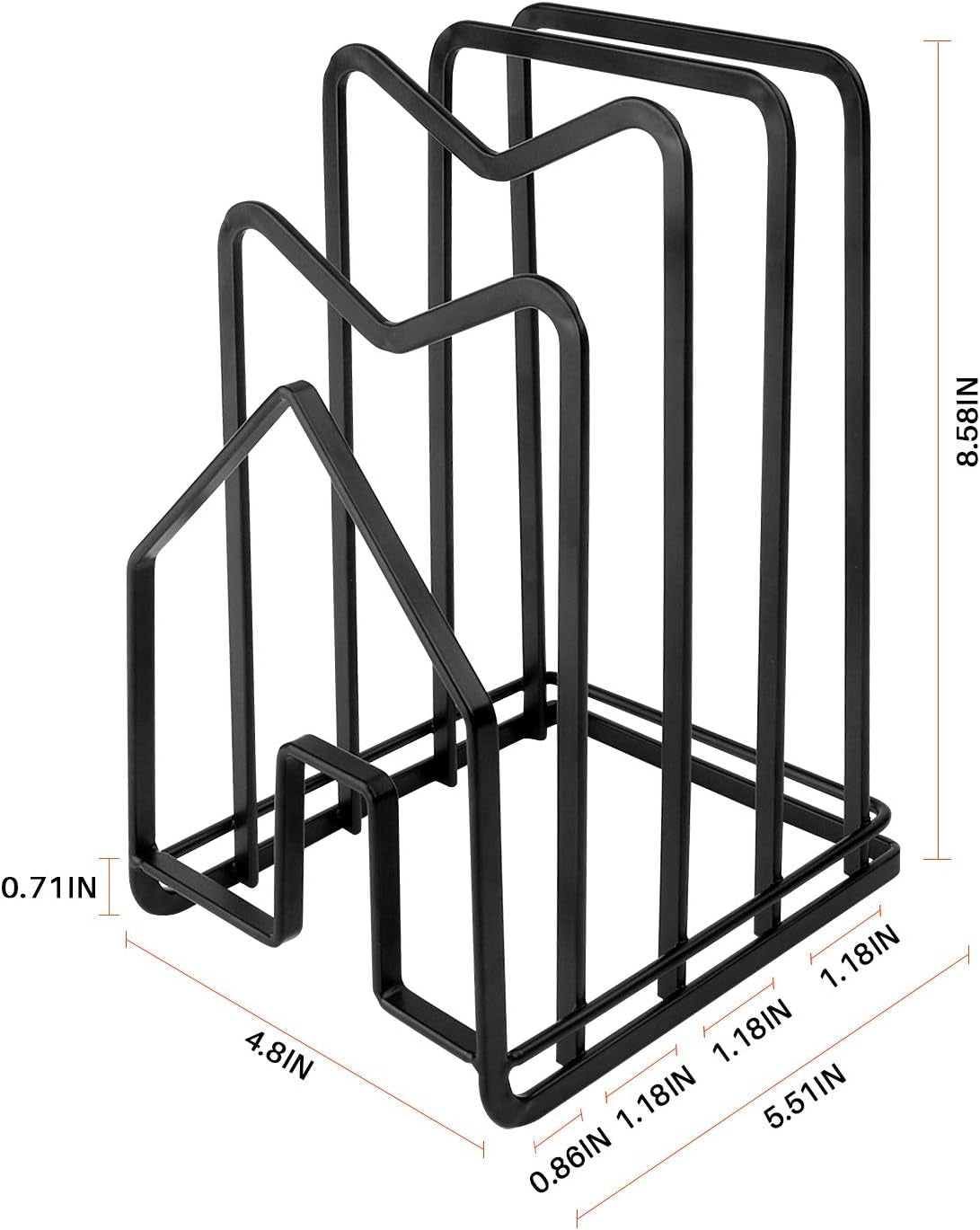 Cutting Board Holder,Cutting Board Organizer Pot Pan Lid Rack,Chopping Board Rack Organizer,Kitchen Countertop Drain Storage Shelf,Dishes Organizer Flat Steel 4.8 X 5.51 X 8.58 In. (Black)