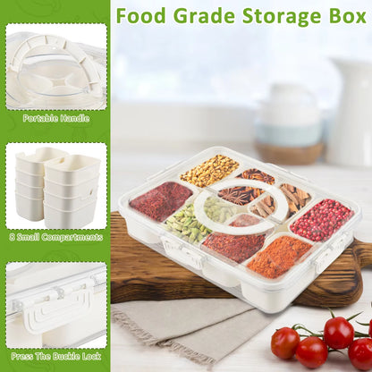 Food Storage Tray Divided Serving Tray with Sealing Lid Rectangular Snack Serving Tray with Push Snap Lock Table Storage KIT