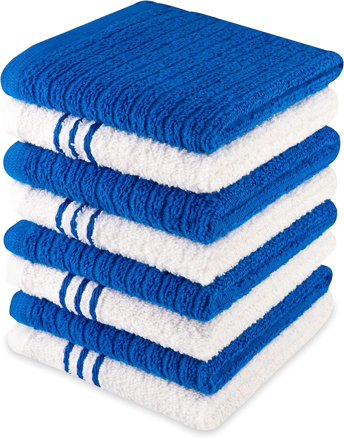 8 Pack Kitchen Dish Cloths for Washing Dishes - Blue White, 12 X12 Inches Dishcloths for Kitchen Fast Absorbing Quick Dry Super Soft Dish Rags