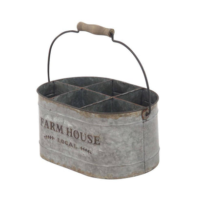 6- Bottle Gray Galvanized Farm House Wine Holder