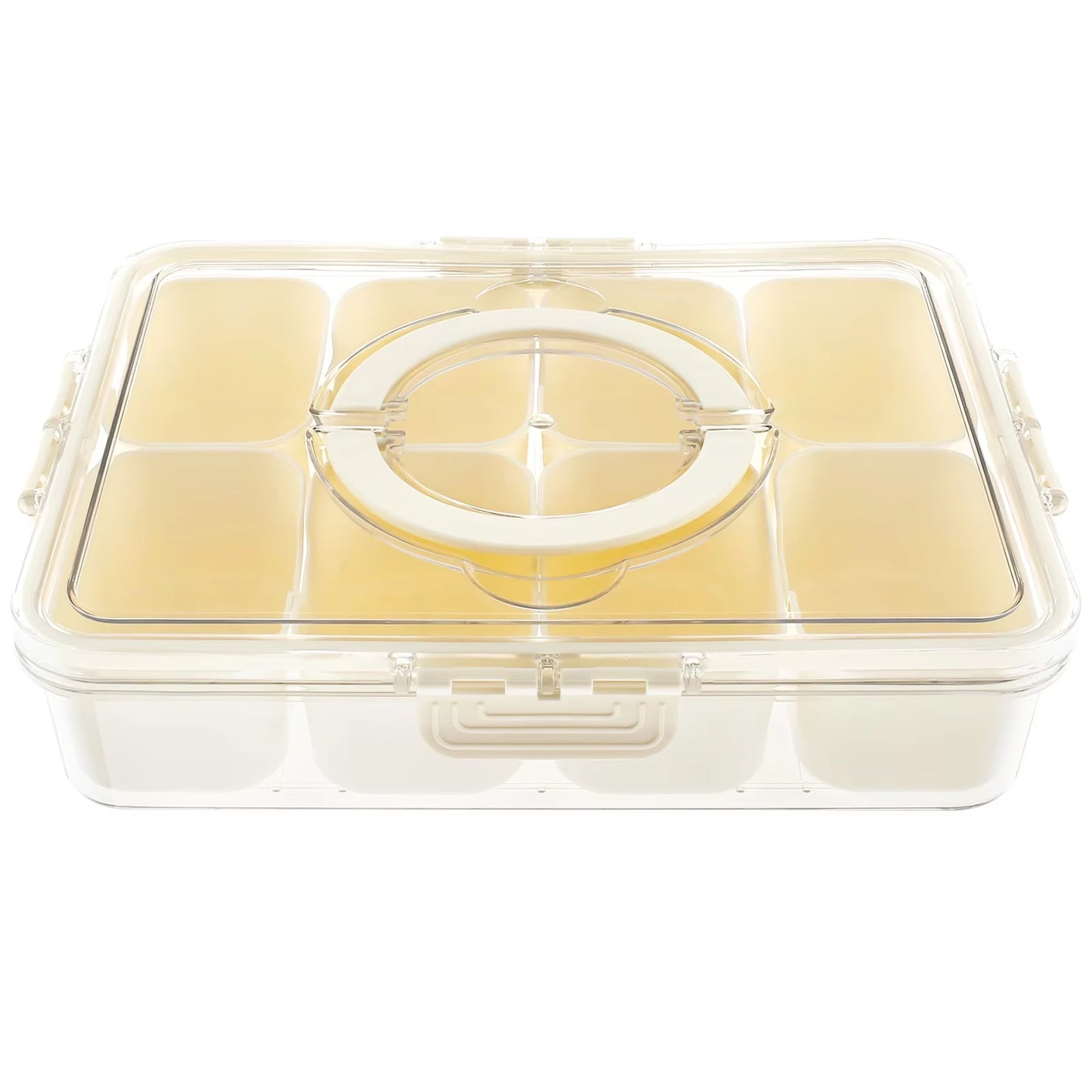 Food Storage Tray Divided Serving Tray with Sealing Lid Rectangular Snack Serving Tray with Push Snap Lock Table Storage KIT